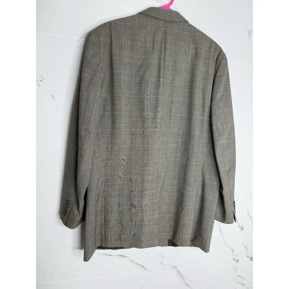 VTG NWT Polo University Ralph Lauren 44 L Plaid Check Windowpane Blazer Wool